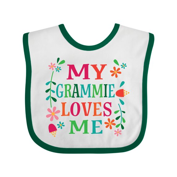 Inktastic My Grammie Loves Me Girl Grandchild Girls Baby Bib
