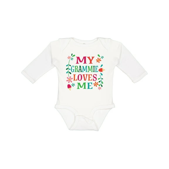 Inktastic My Grammie Loves Me Girl Grandchild Girls Long Sleeve Baby Bodysuit