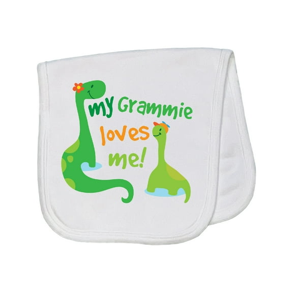 Inktastic My Grammie Loves Me Grandson Dinosaur Baby Burp Cloth