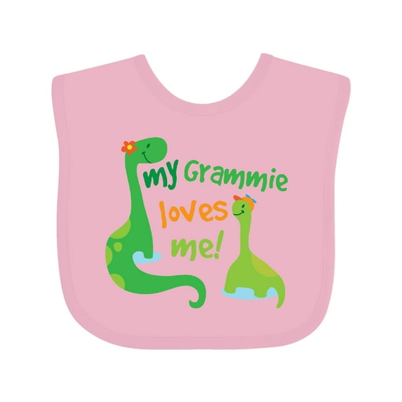 Inktastic My Grammie Loves Me Grandson Dinosaur Boys Baby Bib