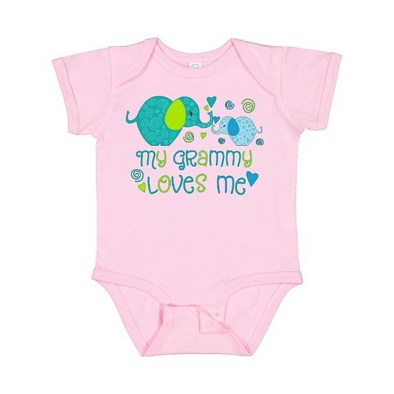 Inktastic My Grammy Loves Me Cute Elephants Boys or Girls Baby Bodysuit