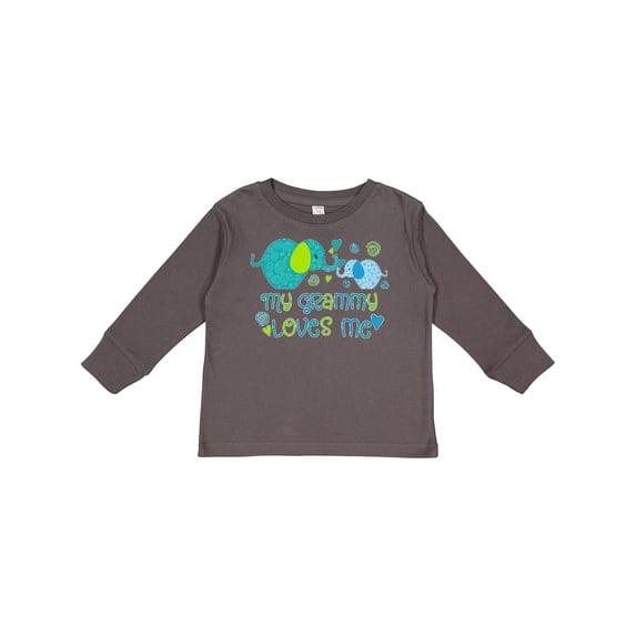 Inktastic My Grammy Loves Me Cute Elephants Boys or Girls Long Sleeve Toddler T-Shirt