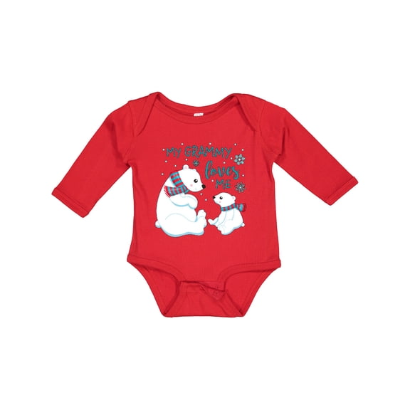 Inktastic My Grammy Loves Me- Cute Polar Bears Boys or Girls Long Sleeve Baby Bodysuit