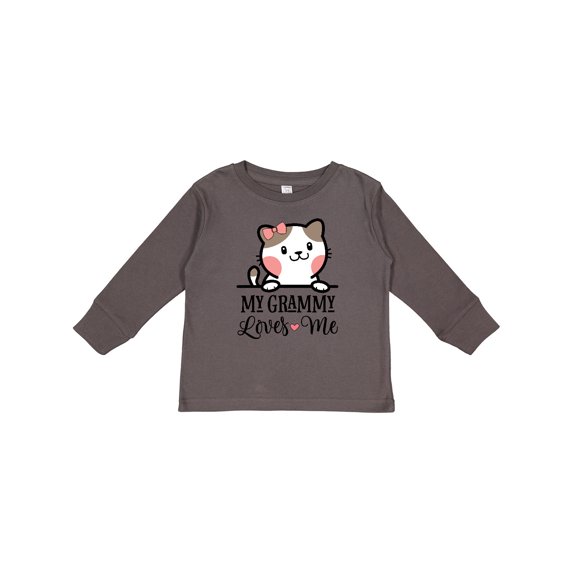 Inktastic My Grammy Loves Me Girls Granddaughter Kitten Girls Long Sleeve Toddler T-Shirt