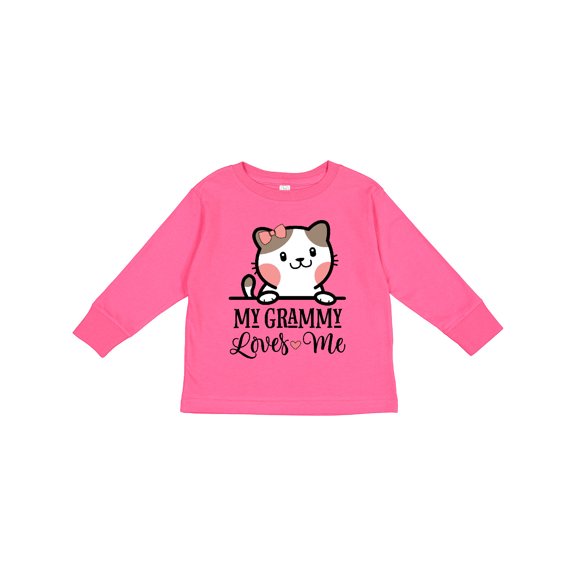 Inktastic My Grammy Loves Me Girls Granddaughter Kitten Girls Long Sleeve Toddler T-Shirt
