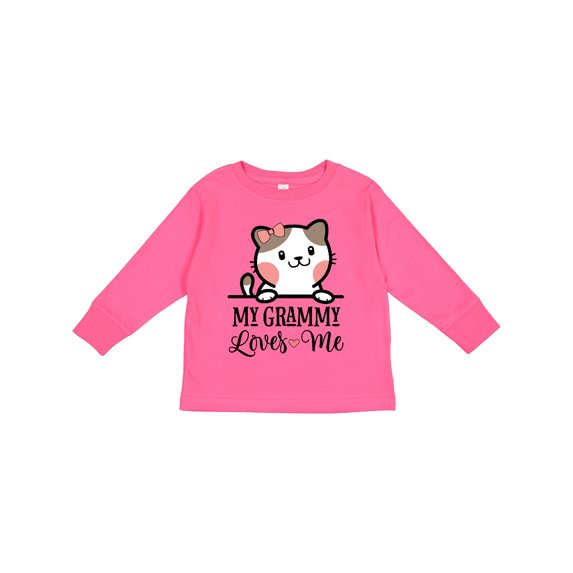 Inktastic My Grammy Loves Me Girls Granddaughter Kitten Girls Long Sleeve Toddler T-Shirt