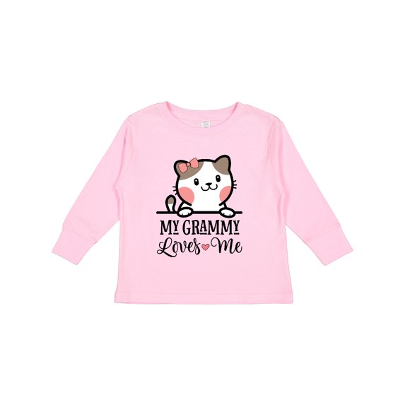Inktastic My Grammy Loves Me Girls Granddaughter Kitten Girls Long Sleeve Toddler T-Shirt