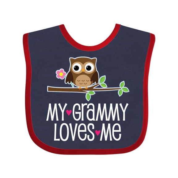 Inktastic My Grammy Loves Me Owl Girls Baby Bib