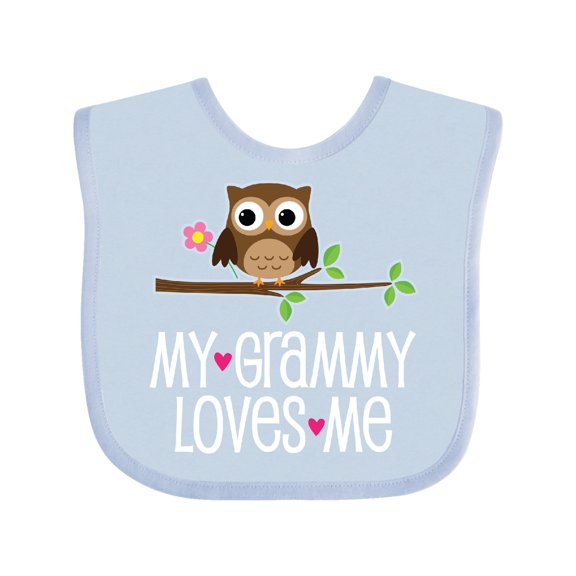 Inktastic My Grammy Loves Me Owl Girls Baby Bib