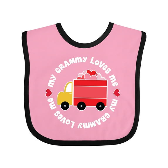 Inktastic My Grammy Loves Me Valentine Truck Boys or Girls Baby Bib
