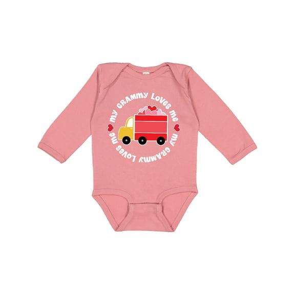 Inktastic My Grammy Loves Me Valentine Truck Boys or Girls Long Sleeve Baby Bodysuit