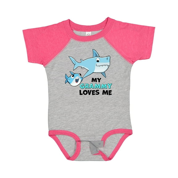 Inktastic My Grammy Loves Me with Cute Sharks Boys or Girls Baby Bodysuit