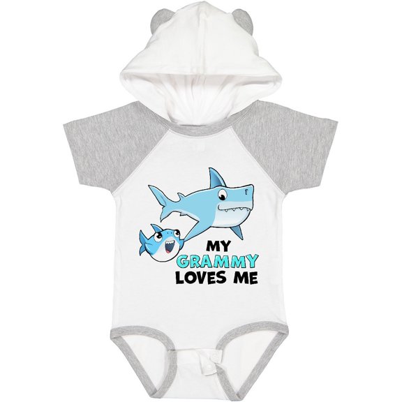 Inktastic My Grammy Loves Me with Cute Sharks Boys or Girls Baby Bodysuit