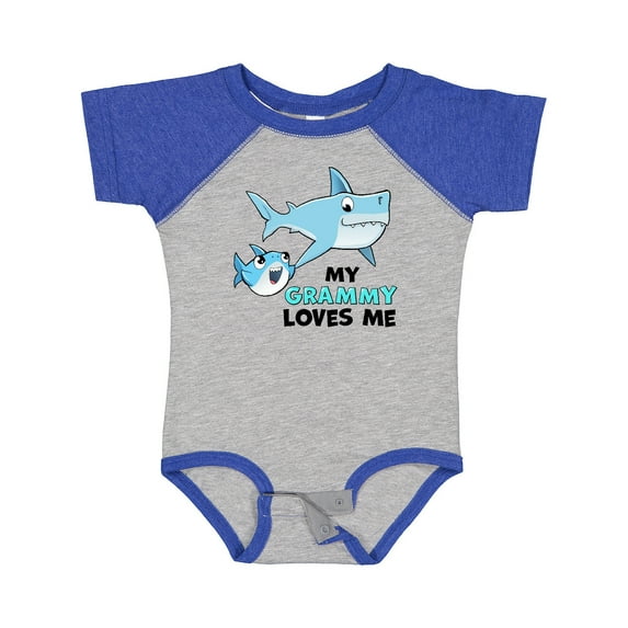 Inktastic My Grammy Loves Me with Cute Sharks Boys or Girls Baby Bodysuit