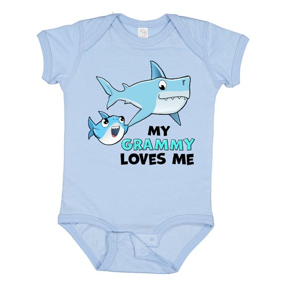 Inktastic My Grammy Loves Me with Cute Sharks Boys or Girls Baby Bodysuit