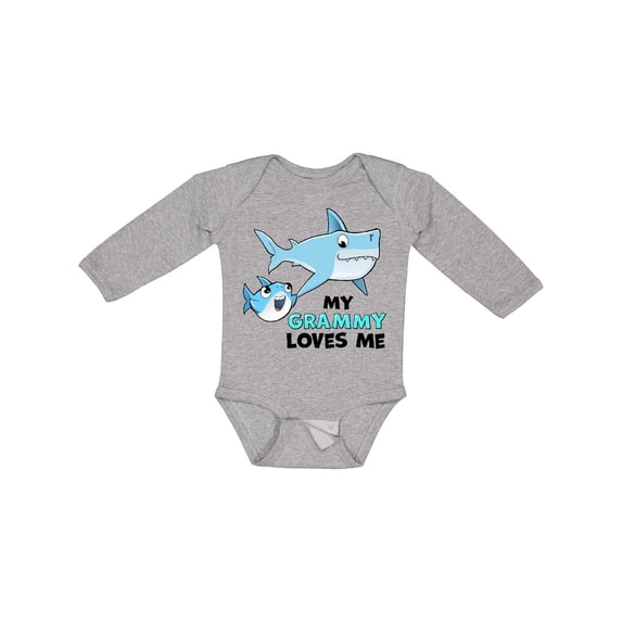 Inktastic My Grammy Loves Me with Cute Sharks Boys or Girls Long Sleeve Baby Bodysuit