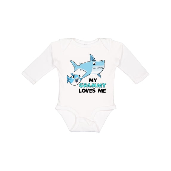 Inktastic My Grammy Loves Me with Cute Sharks Boys or Girls Long Sleeve Baby Bodysuit
