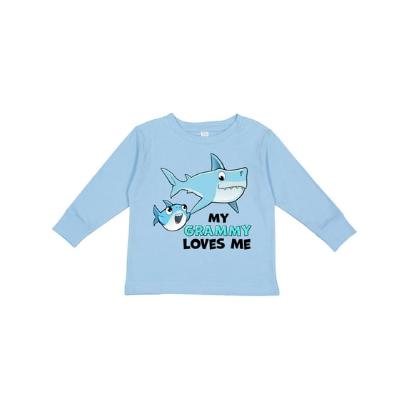 Inktastic My Grammy Loves Me with Cute Sharks Boys or Girls Long Sleeve Toddler T-Shirt