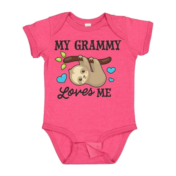 Inktastic My Grammy Loves Me with Sloth and Hearts Boys or Girls Baby Bodysuit