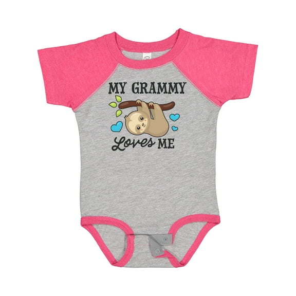 Inktastic My Grammy Loves Me with Sloth and Hearts Boys or Girls Baby Bodysuit