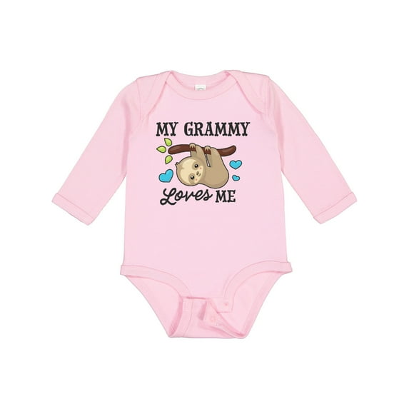 Inktastic My Grammy Loves Me with Sloth and Hearts Boys or Girls Long Sleeve Baby Bodysuit