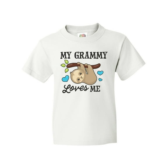Inktastic My Grammy Loves Me with Sloth and Hearts Youth T-Shirt