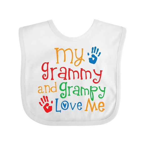 Inktastic My Grammy and Grampy Love Me Boys or Girls Baby Bib