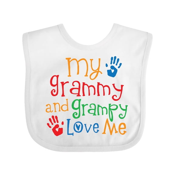 Inktastic My Grammy and Grampy Love Me Boys or Girls Baby Bib