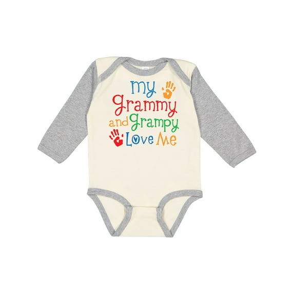 Inktastic My Grammy and Grampy Love Me Boys or Girls Long Sleeve Baby Bodysuit