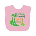thumbnail image 1 of Inktastic My Grammy and Grandpa Love Me Grandson Dinosaur Boys Baby Bib, 1 of 4