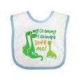 thumbnail image 1 of Inktastic My Grammy and Grandpa Love Me Grandson Dinosaur Boys Baby Bib, 1 of 4