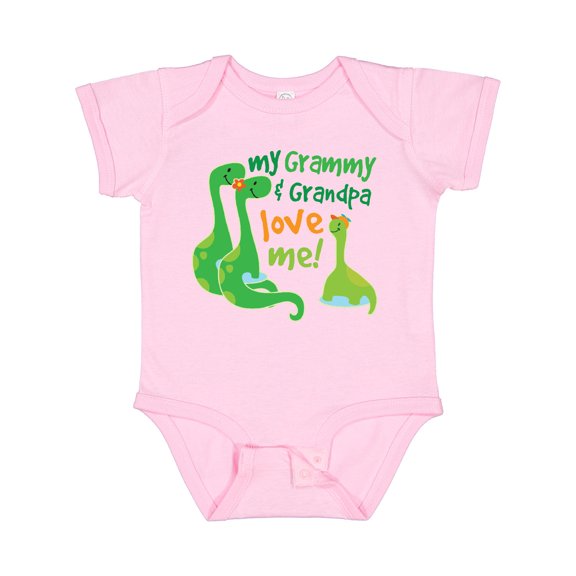 Inktastic My Grammy and Grandpa Love Me Grandson Dinosaur Boys Baby Bodysuit