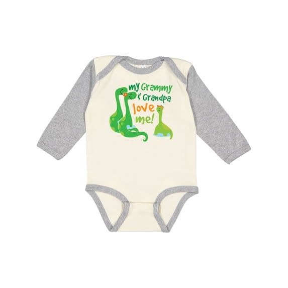 Inktastic My Grammy and Grandpa Love Me Grandson Dinosaur Boys Long Sleeve Baby Bodysuit