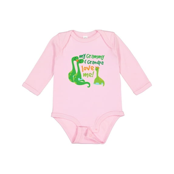 Inktastic My Grammy and Grandpa Love Me Grandson Dinosaur Boys Long Sleeve Baby Bodysuit