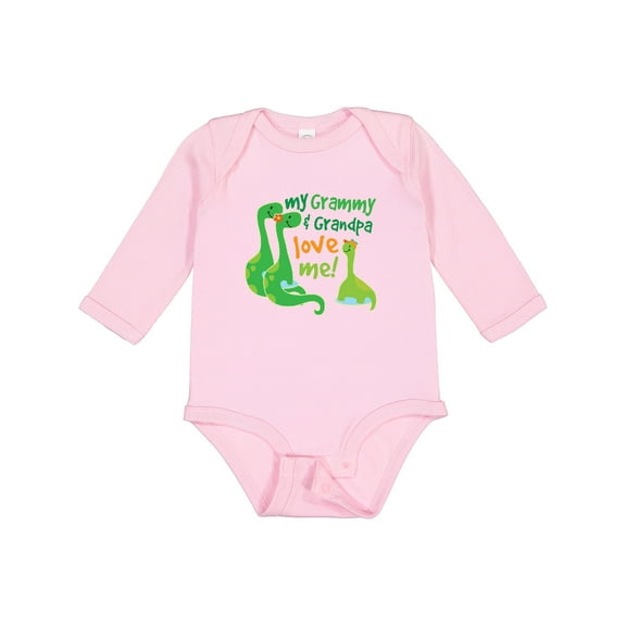 Inktastic My Grammy and Grandpa Love Me Grandson Dinosaur Boys Long Sleeve Baby Bodysuit