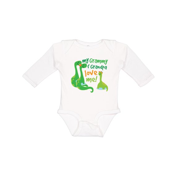 Inktastic My Grammy and Grandpa Love Me Grandson Dinosaur Boys Long Sleeve Baby Bodysuit