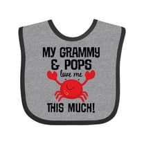 Inktastic My Grammy and Pops Love Me Grandson Crab Boys or Girls Baby Bib