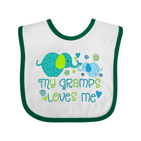 Inktastic My Gramps Loves Me Cute Elephants Boys or Girls Baby Bib