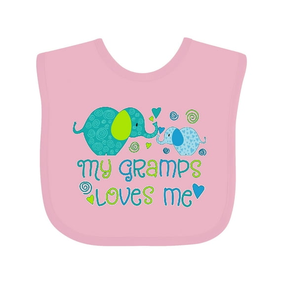 Inktastic My Gramps Loves Me Cute Elephants Boys or Girls Baby Bib