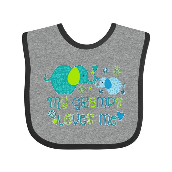 Inktastic My Gramps Loves Me Cute Elephants Boys or Girls Baby Bib