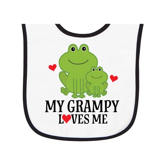 Inktastic My Grampy Loves Me Frog Baby Terry Cloth Bib