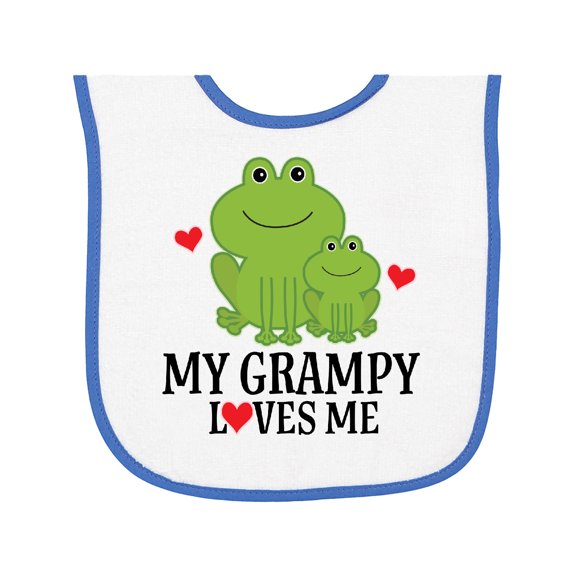Inktastic My Grampy Loves Me Frog Baby Terry Cloth Bib