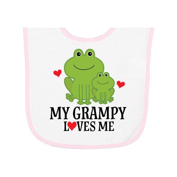 Inktastic My Grampy Loves Me Frog Baby Terry Cloth Bib