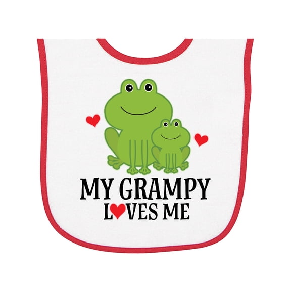 Inktastic My Grampy Loves Me Frog Baby Terry Cloth Bib