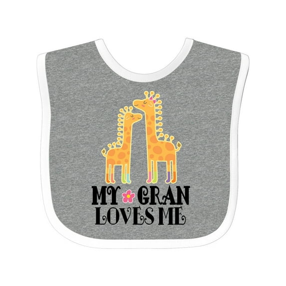 Inktastic My Gran Loves Me Giraffe Girls Baby Bib