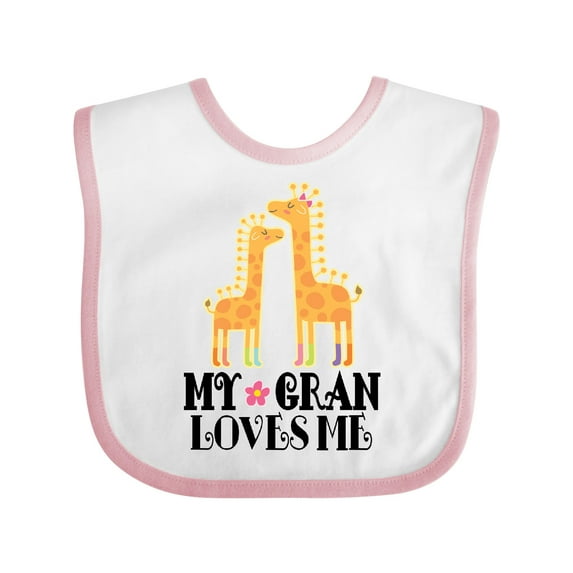 Inktastic My Gran Loves Me Giraffe Girls Baby Bib