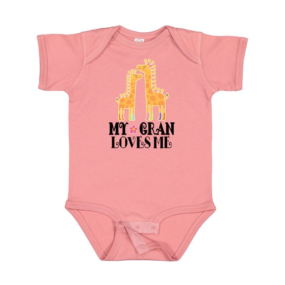 Inktastic My Gran Loves Me Giraffe Girls Baby Bodysuit