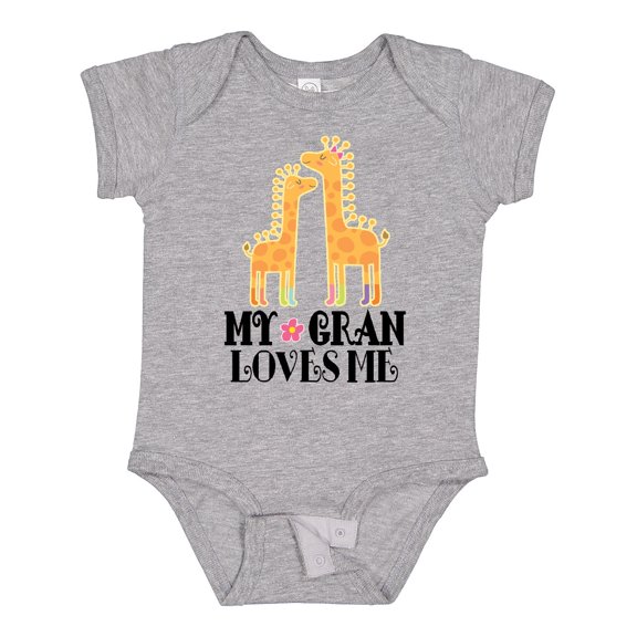 Inktastic My Gran Loves Me Giraffe Girls Baby Bodysuit