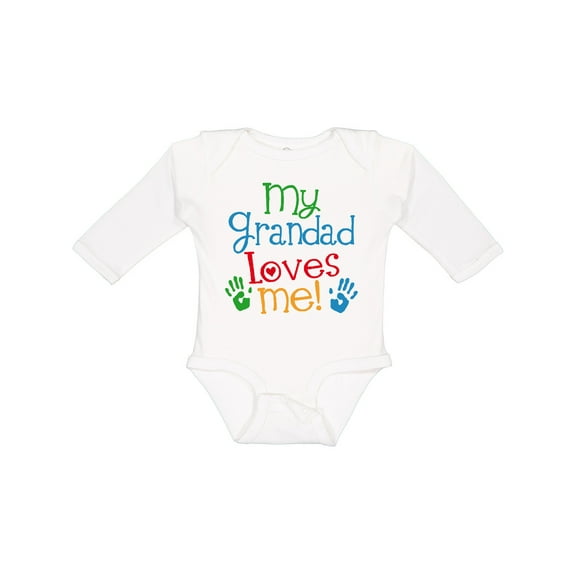 Inktastic My Grandad Loves Me Boys or Girls Long Sleeve Baby Bodysuit