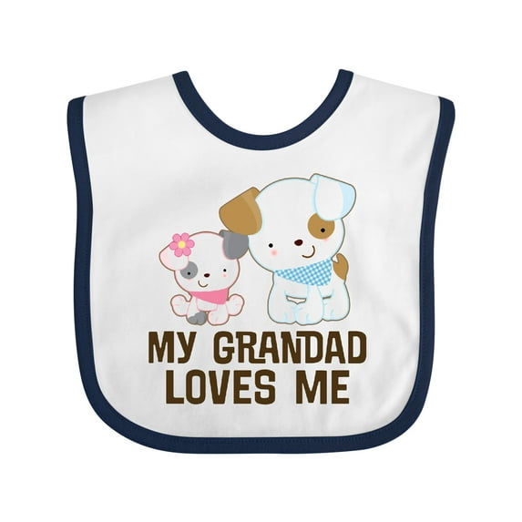 Inktastic My Grandad Loves Me Granddaughter Puppy Girls Girls Baby Bib